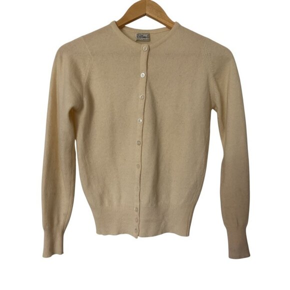 Vintage 1950s B. Altman & Co Cream 100% Cashmere Cardigan Made in Scotland Sz XS - Picture 3 of 5